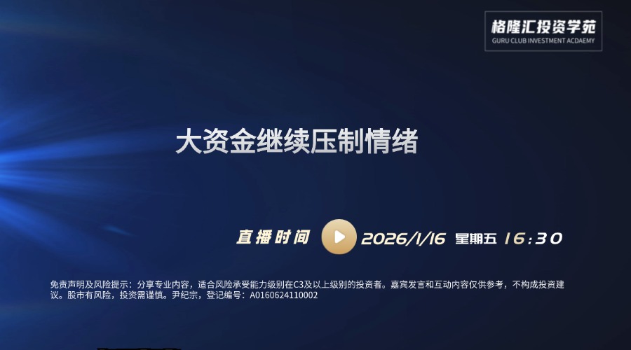 大资金继续压制情绪| 交易先锋（2026/1/16）